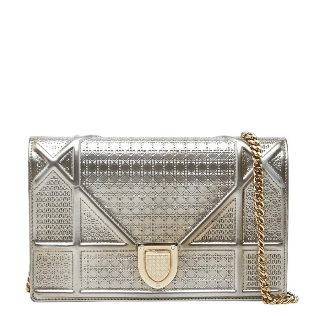 Christian Dior Ama Chain Leather Shoulder Bag Silver